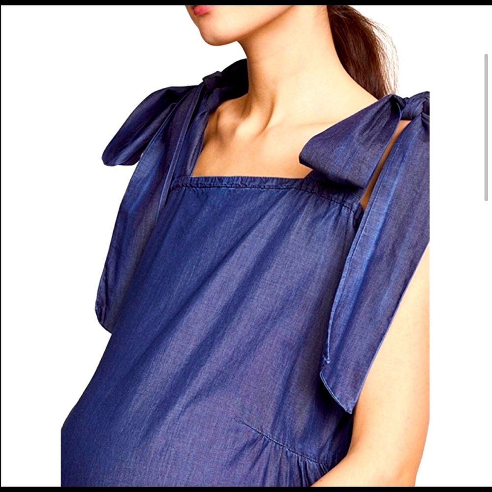 Hatch Katie Tie Shoulder Dress, Chambray